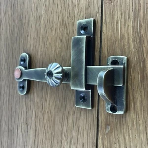 Solid Brass Bronze Antique Drop Bar Gate Door Latch Rustic Vintage Traditional - Picture 1 of 6