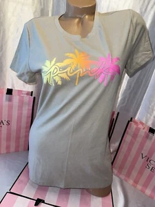 Victorias Secret PINK T-Shirt Shimmer Palm Multi Color XXL - Picture 1 of 1