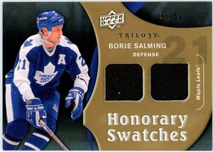 2009-10 UD Trilogy Honorary Swatches Gold Borje Salming Jersey 38/50