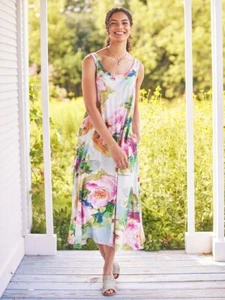 April Cornell Peony Jersey Cotton Blend Dress Size Small in Pink Floral Print - Picture 1 of 4