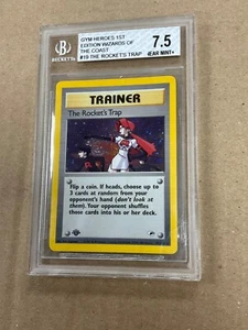 ROCKET'S TRAP GIMNASIO HÉROES ENTRENADOR 1ª EDICIÓN BGS BECKETT POKEMON GRADO 7,5 CASI NUEVO+ - Imagen 1 de 4