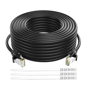 Cavo Ethernet Cat 6 150 Ft-Nero, Esterno e Interno Senza Strappi Lungo Rotondo RJ45... - Foto 1 di 6