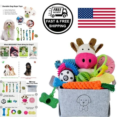 Juego completo de juguetes para perros para cachorros de dentición con cuerda, felpa y bolas de golosina Foto 1 de 4