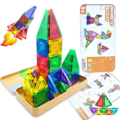 Magnetic Building Blocks Set - 26 PCS Travel Tiles for Kids Ages 3-7 - Image 1 of 4