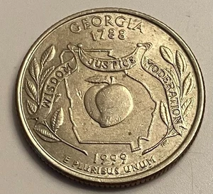 1999 D**Georgia State Quarter**High Grade**Die Break Error**(Rare) - Picture 1 of 3