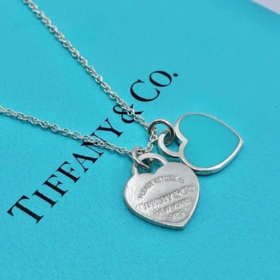 Collar Tiffany & Co. Regreso a Doble Corazón Turquesa Diciembre Piedra Natal Foto 1 de 4
