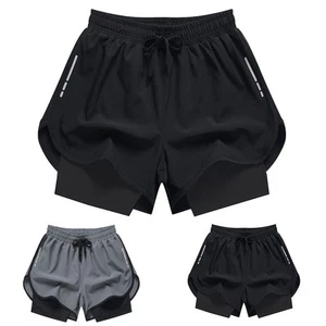 Quick Drying Men Athletic Swim Trunks Two Layer Shorts Beach Pool 3XL 5XL - Picture 1 of 10