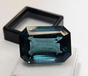 VVS Tourmaline Teal Blue 40+ Ct Natural Emerald Cut EGL Certified Gemstone - Picture 1 of 9