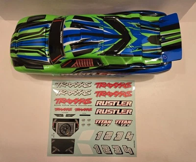NEW Traxxas Rustler 2wd Complete Green Clipless Mount Body 3734-GRN - Image 1 of 4