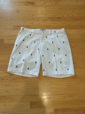 Polo Ralph Lauren Prospect Shorts Men's Size 38 White Classic All Over Pony- M53 - Image 1 of 4