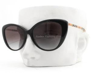 Burberry Sunglasses Polished Black on Check Plaid BE 4407 3853/8G with Case - Picture 1 of 7