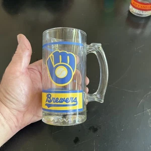 Tazza birra in vetro squadra sportiva alta 5,5 pollici Milwaukee Brewers vecchio logo - Foto 1 di 3