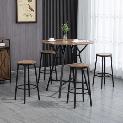 5-Piece Bar Table and Chairs Set, Space Saving Dining Table with 4 Stools - Image 1 of 4