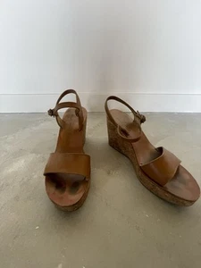 K. Jacques Strapy Wedge Cork Platform Heels  - Picture 1 of 6