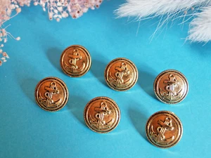137BBIS Herrlich Knöpfe " Anker Von Marine " Golden Pack 6 Dicke Vintage - Bild 1 von 4