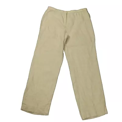 Pantalones JM Collection 100% Lino tiro alto pierna recta playa informales beige 10P Foto 1 de 4