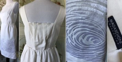 MAGASCHONI COLLECTION SLEEVELESS LINED COTTON SILK WIGGLE DRESS IVORY 4 PERFECT - Image 1 of 4