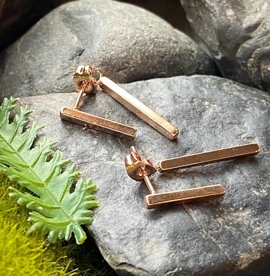 PAR Pendientes Colgantes Doble Barra 20g Cierre Mariposa Acero Inoxidable Foto 1 de 3