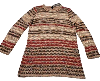 NWT Sacred Threads Sweater Tunic Boho Artsy Patterned Knit *Read Note About Size Foto 1 de 4