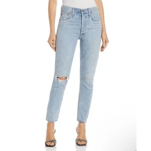 Agolde Vaqueros Rodillas Desgastadas Tobillo Alto Piernas Delgadas, Azul, Talla 25 M50 - Imagen 1 de 13