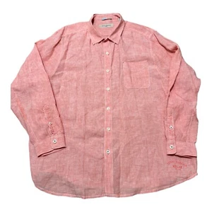 Tommy Bahama Shirt Men's 2XL 100% Linen Peach Long Sleeve Button Up - Picture 1 of 8