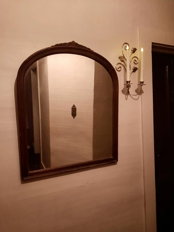 Vintage Arch Mirror With Ornate Detail At Top Cover