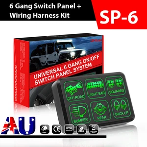 6 Gang Switch Panel ON/OFF Push Electronic Relay Control System Boat Marine 12V - Picture 1 of 13