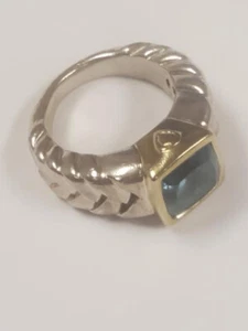 Scott Kay Silber/18K Gold Blau Topas Ring Größe 7,5 - Bild 1 von 10