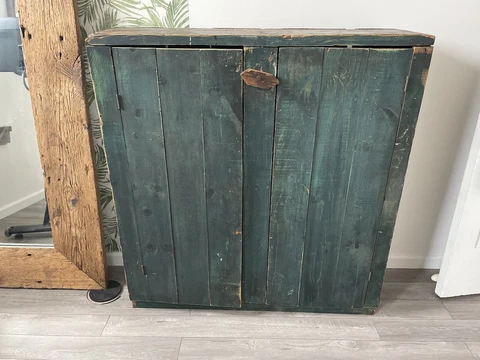 Vintage Green Wooden Cupboard Farmhouse Country Chic Cover