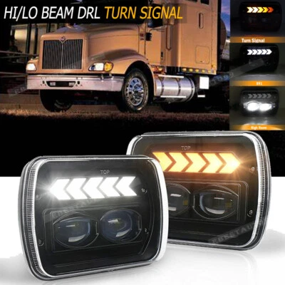 7x6" LED Headlight Hi/Lo Beam Halo DRL For International IHC 9200 9900 9400i - Image 1 of 4