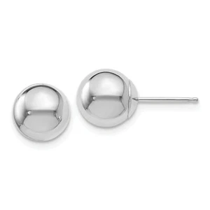 Avariah 14K Weißgold poliert 8 mm Kugelpfosten Ohrringe - Bild 1 von 5