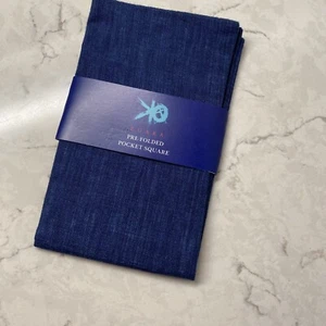 EGARA Pre Folded Pocket Square Blue Denim Cotton Blend Handkerchief Hanky - Picture 1 of 3