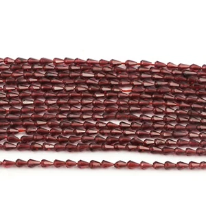 Garnet Faceted Teardrops Beads, Red Garnet 3-4mm Drops Beads Jewelry Beads 13" - Picture 1 of 4