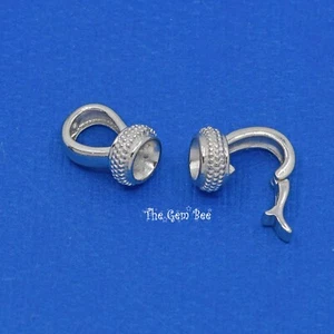 9x20mm Rhodium Sterling Silver Fancy Hook Snap Clasp With Crimp End Bead Tip Bar - Picture 1 of 6