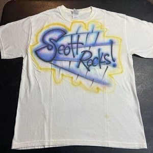 Adult Large Scott Rocks Custom Painted T-Shirt - Picture 1 of 6