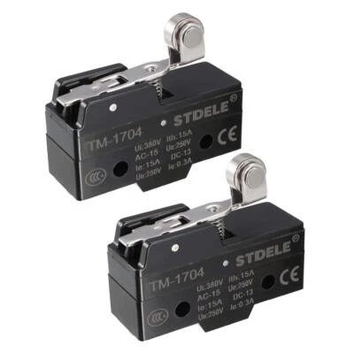 2PCS TM-1704 SPDT 1NO+1NC Panel Mount Short Hinge Roller Lever Type Micro Limit  - Image 1 of 4
