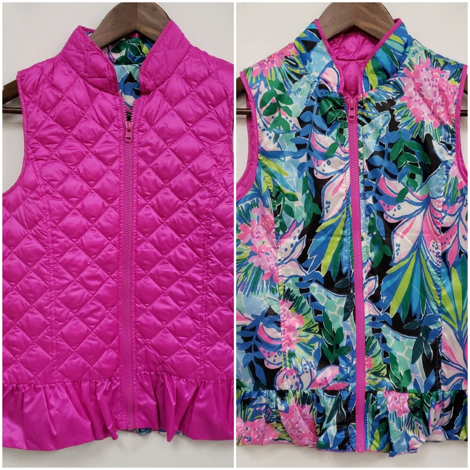 Chaleco Reversible Acolchado Melanie Niñas Lilly Pulitzer Talla XL Preppy Tropical Foto 1 de 4