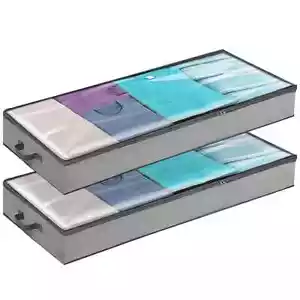 HONEIER Underbed Storage Zippered Bag 2 Pack Large Bedding Clothes Shoes New - Picture 1 of 6
