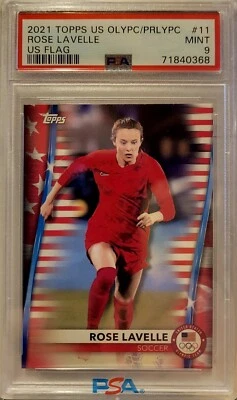 2021 Topps US Olympic 11 ROSE LAVELLE US Flag 160/299 PSA 9 USWNT - Image 1 of 2