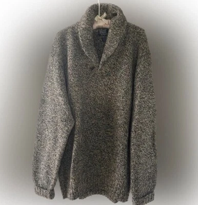 Suéter Polo de Lana Ralph Lauren Años 80 De Colección, Cuello Henley, XL Foto 1 de 4