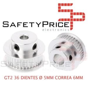 1x GT2 TOOTHED PULLEY 36 TEETH HOLE 5MM STRAP 6MM 3D PRINTER REF1808 - Picture 1 of 1