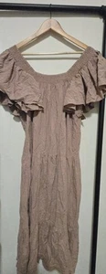 ZARA WOMAN NEW SS21 LONG TIERED FADED PINK FRILLED RUFFLE MIDI DRESS SZ LARGE  - Picture 1 of 9