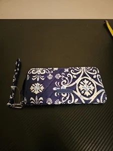 Vera Bradley Women's Zip Around Accordion Wallet Blue - Picture 1 of 6