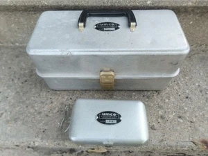 UMCO P-9 Dual Double Sided AND 103-A ALUMINUM TACKLE BOXES  EXTRAS   MINN,USA - Picture 1 of 14
