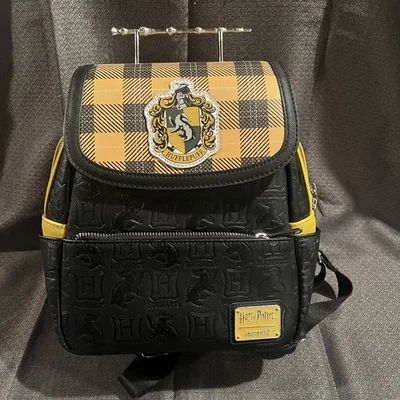 Редкий Loungefly Гарри Поттер Hufflepuff дом желтый клетку рюкзак ручки молнии - Изображение 1 из 4