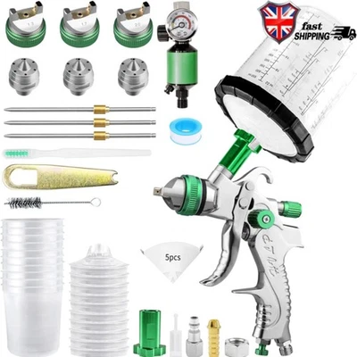 RRJ HVLP Air Paint Spray Gun Kits 1.3/1.7/2.0MM Nozzles Gravity Feed Car Auto Primer