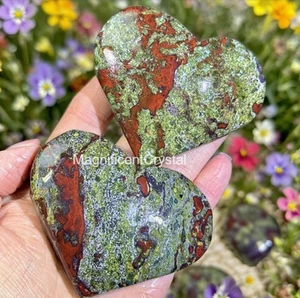 1pc Dragon Blood Jasper Heart Stone Palm Stone Healing Decor Energy Reiki Gifts - Picture 1 of 7