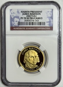 2007-S $1 Presidential Dollar (James Madison) - NGC PF 70 Ultra Cameo - Picture 1 of 2