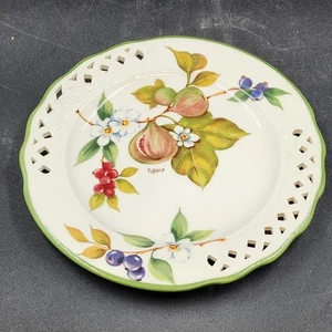 Brunelli Tiffany Muster Netz Feigen und Blumen Teller 8,5" Italien signiert - Bild 1 von 9