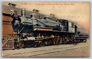 Largest Train Engine on the Road Alliance Nebraska NE c1910 Postcard - Picture 1 of 2